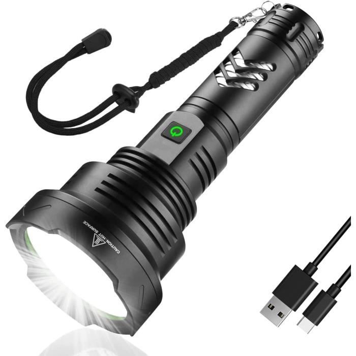 Lampe Torche Led Ultra Puissante, Lampe Torche Rechargeable, Torche Led  Puissante Rechargeable, Lampe De Poche Rechargeable Usb, Lampe Torche  Tactique Militaire Police, 5 Mode 100000 Lumens XHP90.2