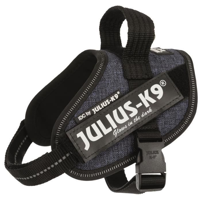 JULIUS K9 Harnais Power IDC Mini-Mini–S : 40–53 cm - 22 mm - Bleu jean - Pour chien