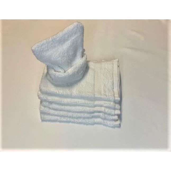 Lot de 6gants detoilette21x15cm-500g-m2100%cotonBlanc