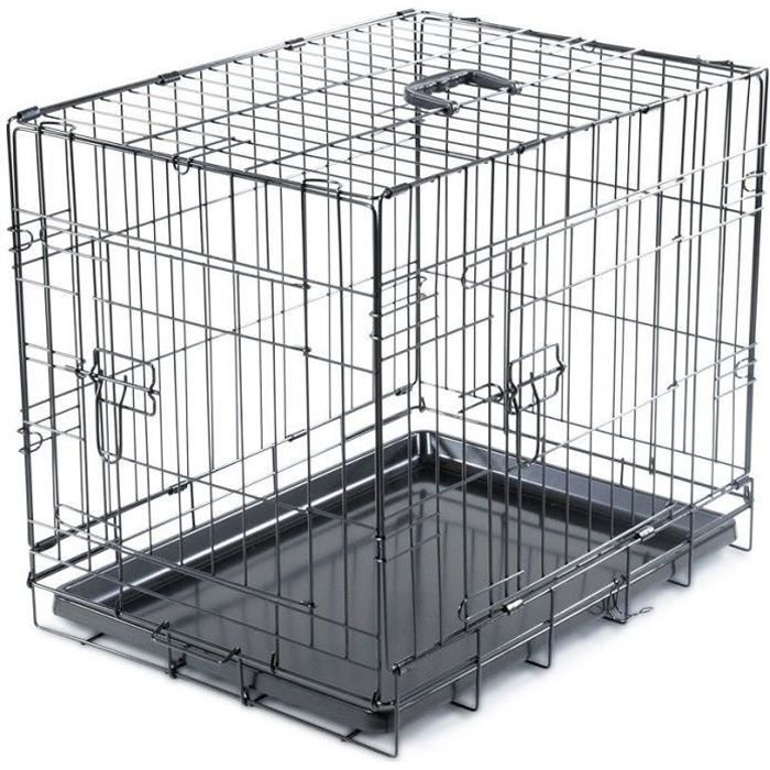 Cage Transport Chien - Vadigran - Pliante - Noir Classique - 63x44x50 cm