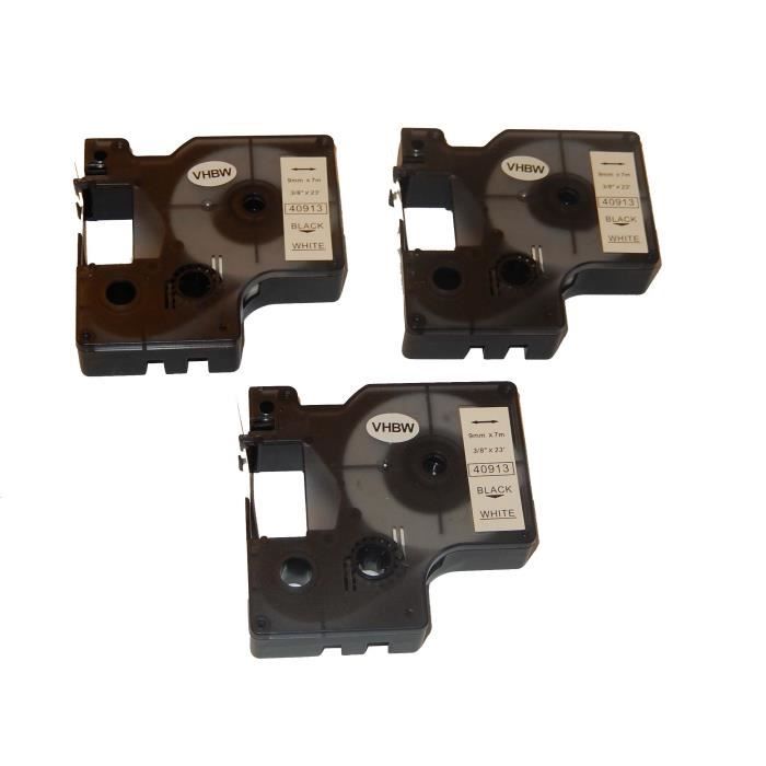 Vhbw 3x Cassette à ruban, cartouche, 9mm, noir sur blanc, pour Dymo  LabelManager 160, 210D comme Dymo D1, 40913. - Cdiscount Informatique
