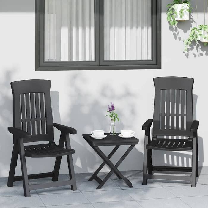 vidaXL Lot de 2 Chaises Inclinables de Jardin Fauteuils avec Dossier Réglable Sièges Pliables Meubles de Terrasse Patio 364712