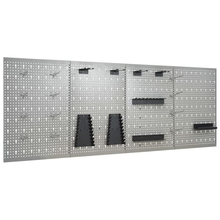 Panneaux perforés muraux - vidaXL - 4 pcs - Acier - 40x58 cm - Gris