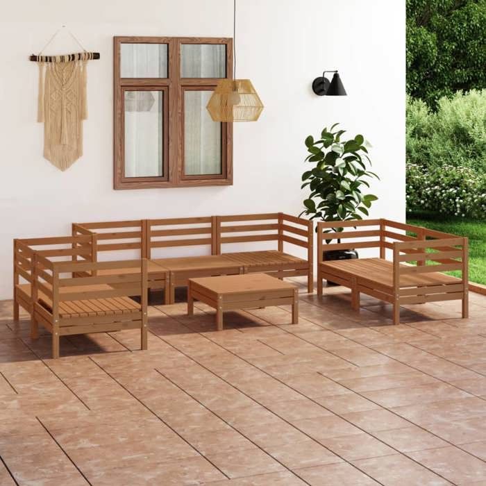vidaXL Salon de jardin 8 pcs miel - vue 2