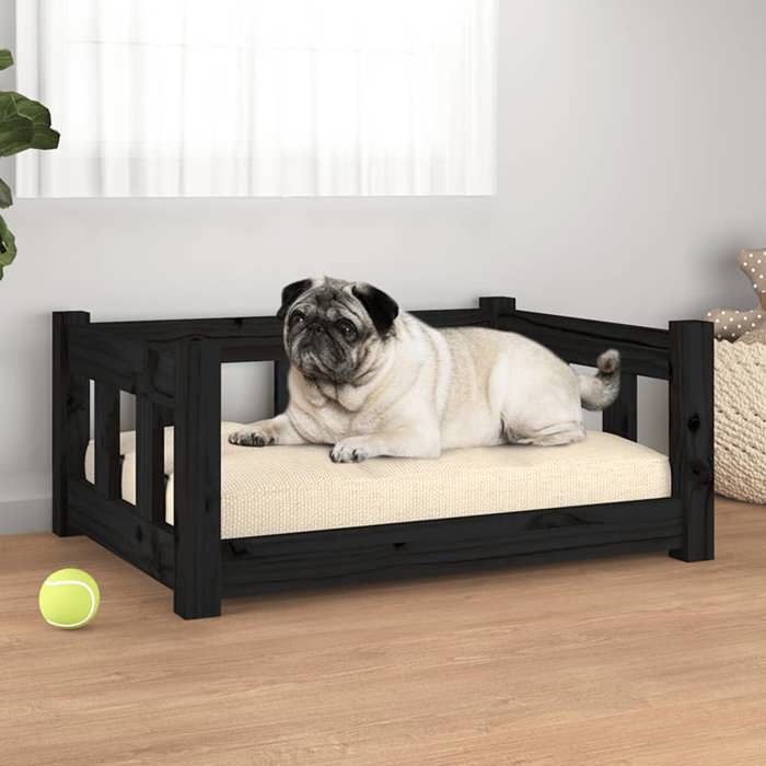 Meilleurs prix pour Lit pour chien Noir 65,5x50,5x28 cm Bois de pin solide