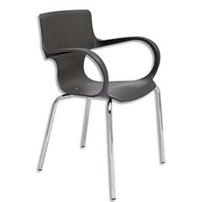 Chaise daccueil Sofia structure avec accoudoirs en plastique noirs 4 pieds. Empilable