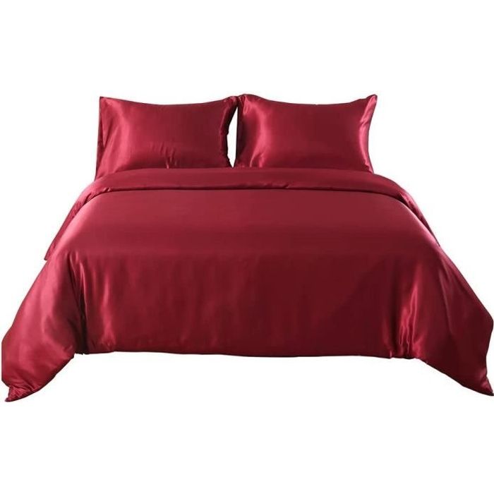 Parure de drap en Soie Satinée Parure de lit 4 Pcs = 2 Taies d