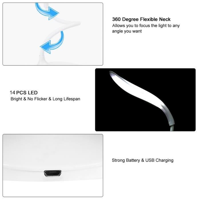 Lampe De Bureau Enfant Vesaneae - USB Rechargeable, Projecteur Étoiles, Flexible à 360° - Bleu