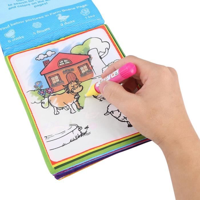 Zerone Livre de dessin d'eau magique Livre de tissu de peinture à colorier  magique pour enfants avec stylo de dessin à l'eau