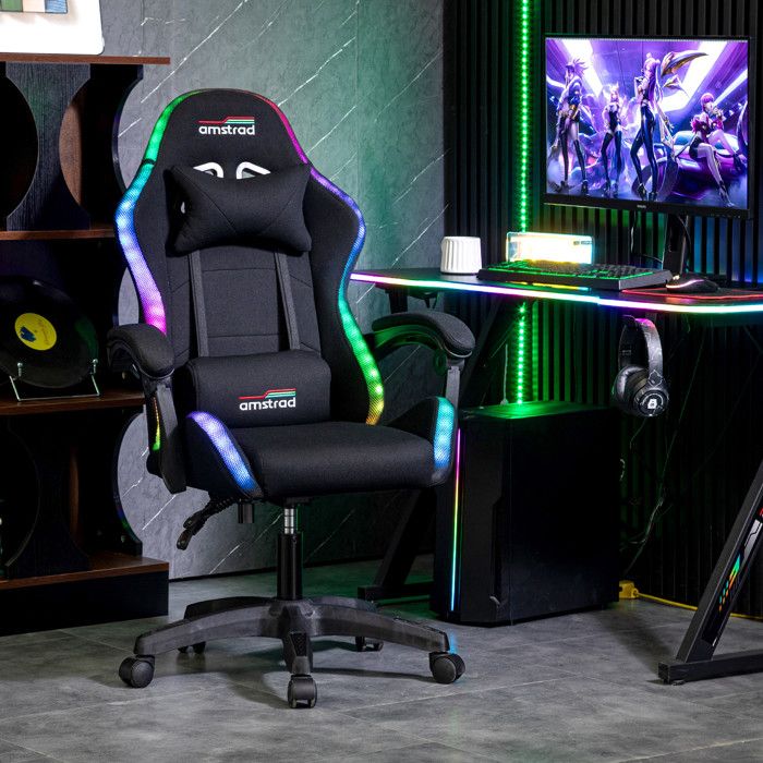 Fauteuil De Bureau Gamer Amstrad AMS-700-LED-DARKSIDE - Noir, LED, Neuf