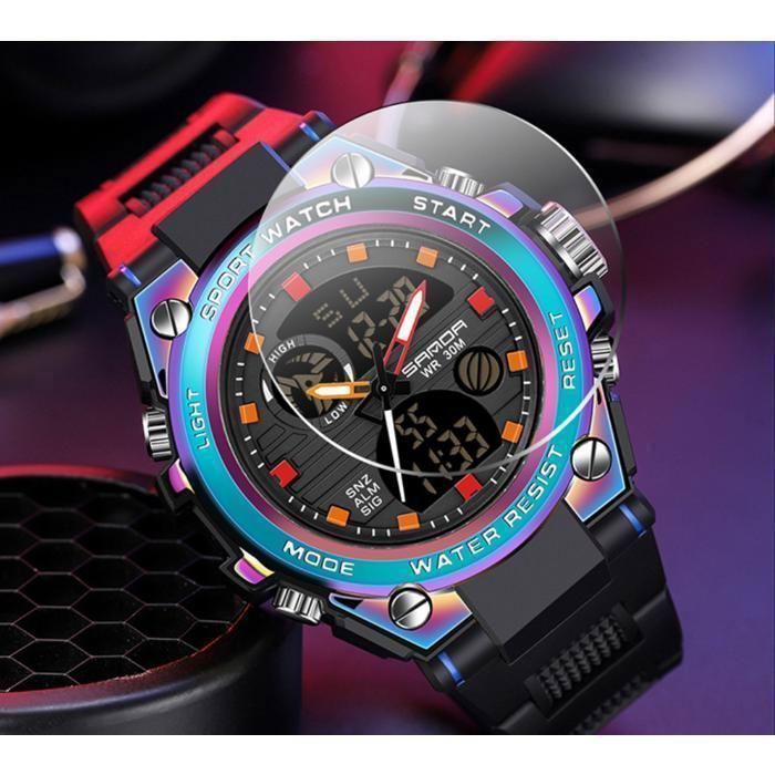 Montre sport polyvalente à double affichage : grand cadran tactique ...