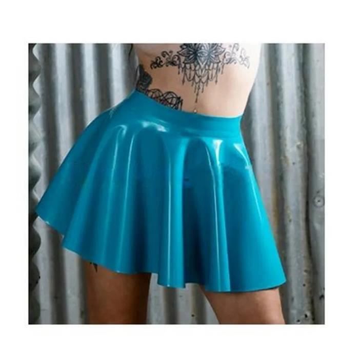 Lac bleu XS Mini jupe trapeze en latex bleu lac pour fille Jolie robe sexy Cdiscount Jeux Jouets