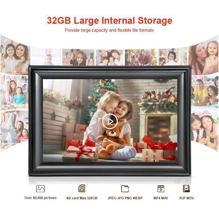 Frameo Cadre Photo Numérique 10.1" WiFi 32Go - Écran Tactile HD, Partage Photos Vidéos Facile