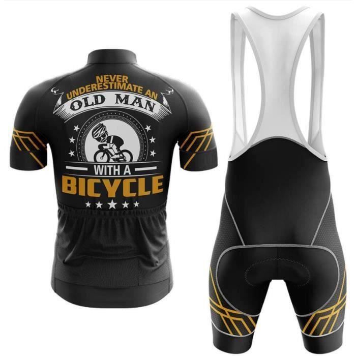 Old Man Maillot Special de Cyclisme Homme Manches Courte Ete Loisir Cuissard a Cycliste GEL Velo Tenue de VTT Pro Full Set