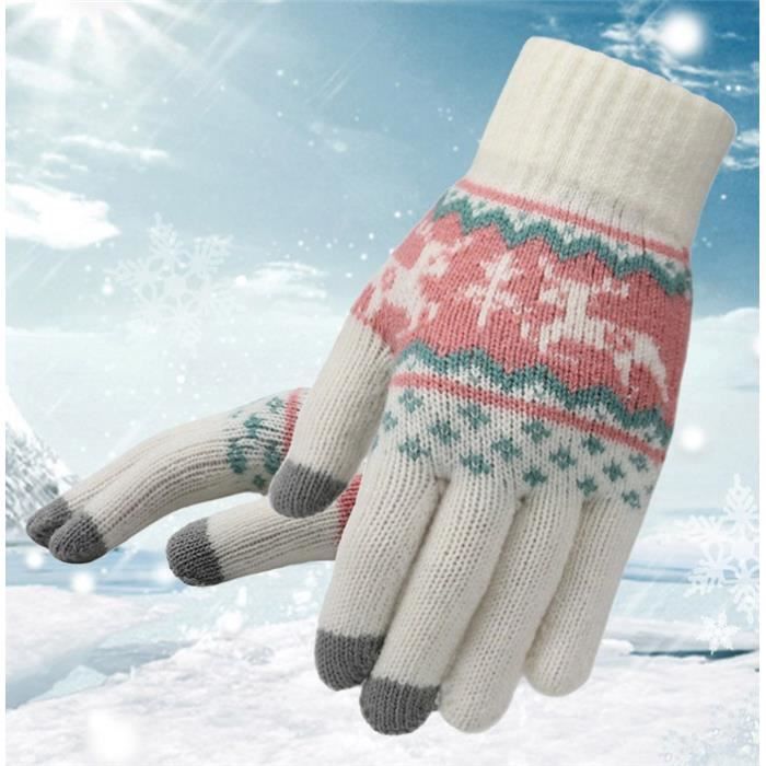 Gants de Noël en Tricot Épais avec Écran Tactile pour Femmes - Blanc -  Taille M - Flocons de Neige - Cdiscount Jeux - Jouets