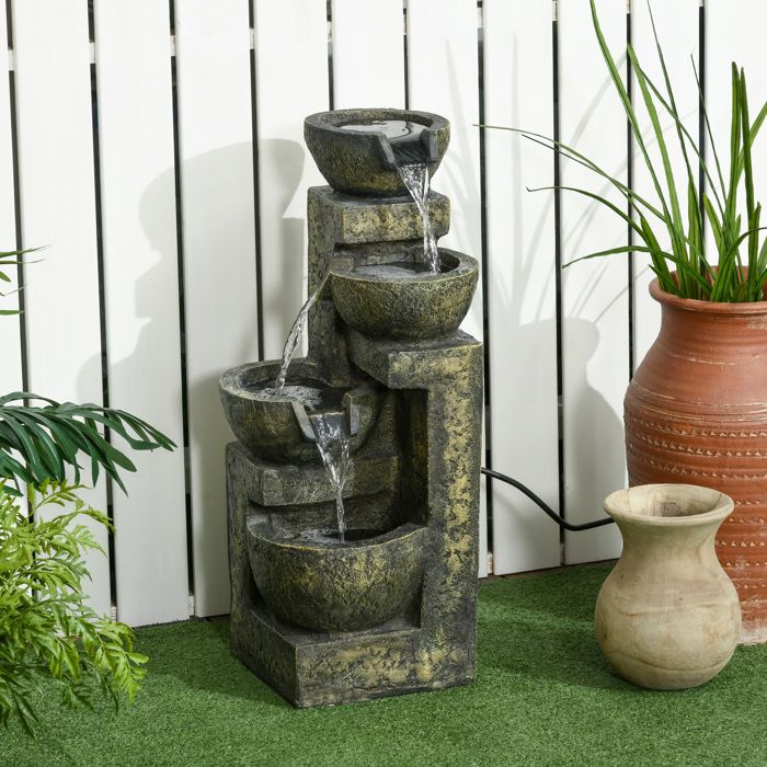Fontaine De Jardin En Bois DREAMADE 2 Étages - Débit Réglable