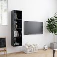 *RAVI* 4935Bon@Bibliothèque-Meuble TV Style Moderne - MeubBibliothèque-Meuble TV Noir brillant 143 x 30 x 36 cm-2