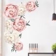 VINGVO Sticker mural Pivoine fleur motif Stickers muraux Art Applique chambre décoration fond autocollant-2