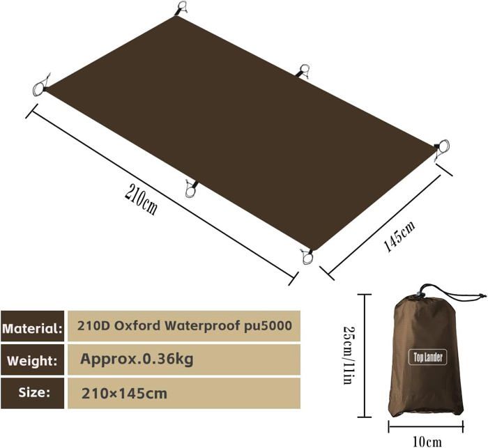 Tapis De Sol Auvent YRHome Polyéthylène HDPE Bleu-Gris Avec Sac Transport - Camping Extérieur