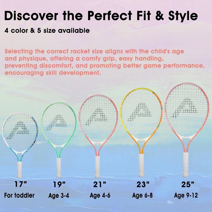 Raquette de Tennis - Orange 25 - Enfant 9-12 ans - Légère - Ergonomique - Sac Inclus - Sport Raquette de Tennis - Orange 25 - Enfant 9-12 ans - Légère - Ergonomique - Sac Inclus - Sport