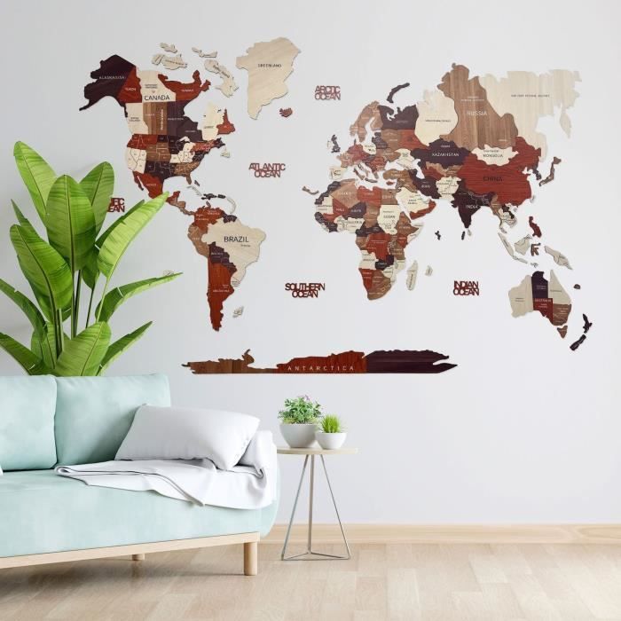 Carte du monde en bois - Cdiscount