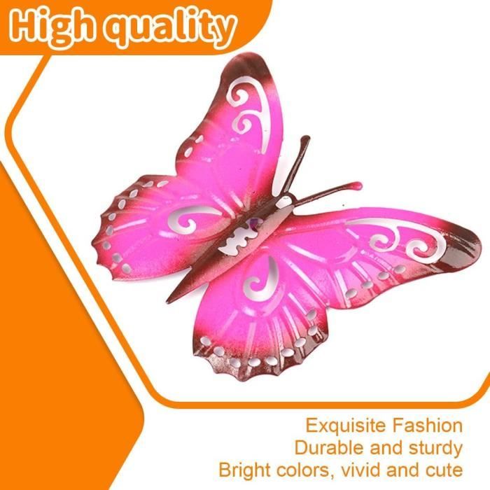 5 Grandes Décorations Papillon Métal Extérieur - Art Mural Jardin 27x22cm