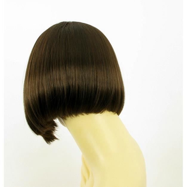 Perruque Courte Femme JEANETTE – Châtain Cuivré Méché Blond Clair – Synthétique, Raie Libre, Taille Moyenne – Neuf Avec étiquettes