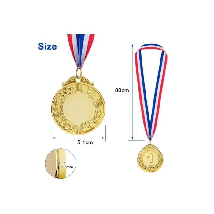7 Pièces Médailles Enfants, Medaille d'or Plastique avec Rubans de Cou,  Médaille Or pour Enfant Plastique, Médailles du Gagnant pou - Cdiscount