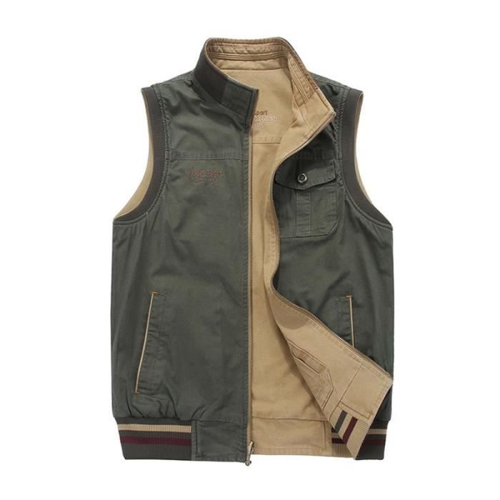 Gilet Sans Manche Homme Zippé – Grande Taille Chaude Et Confortable – Coupe Slim Thermique Avec Poches
