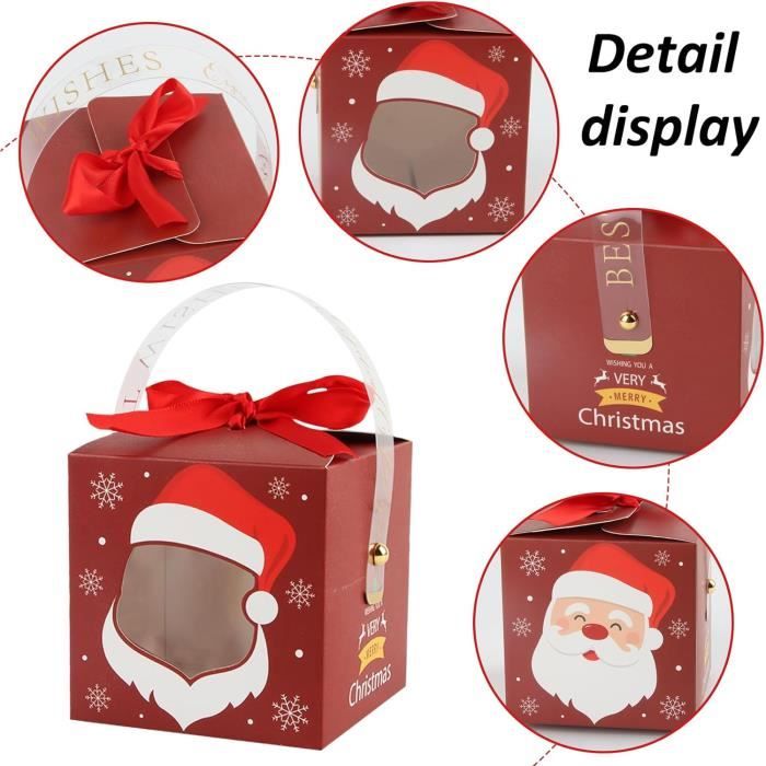 Set De Boîtes Décoratives Sapin De Noël Noël 10 Pièces Rouge Argenté