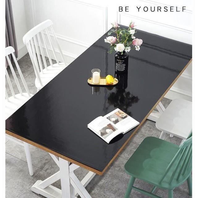 Le noir Nappe en verre, film liquide, bâche pour table, tapis de sol  transparent, couvercle de protection de table, tissu en - Cdiscount Maison