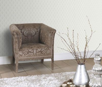 Papier Peint Intissé Papier Peint Baroque En Crème, Argent Et Beige