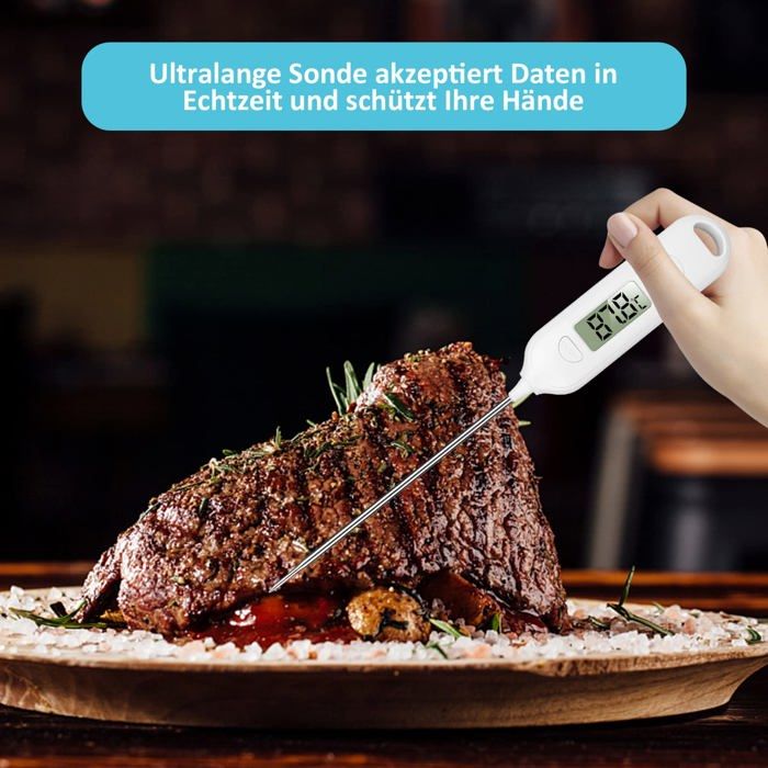 Thermomètre De Cuisine Instantané Hoyiours - Sonde 120mm, écran LCD - Pour Viande, BBQ, Patisserie - Précision ±0.5°C