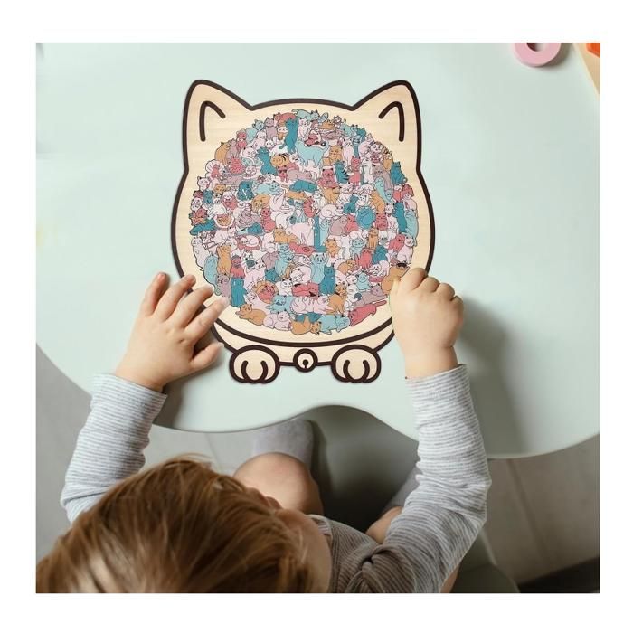 Puzzle En Bois Avec Forme De Chat,Puzzle Animal De 135 Pièces Comme Décoration,Jouet Pour Soulager L'Ennui | Pour Adultes Femmes Amateurs De Chatons Maison Halloween Noël
