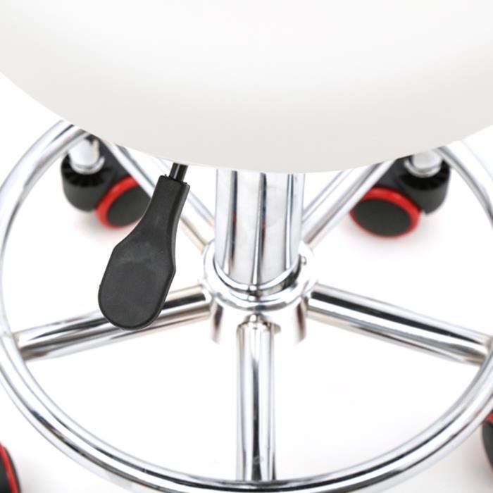 Yaheetech Tabouret de Travail à roulettes Blanc Tabouret Coiffeur Réglable Pivotant Chaise pour Salon Message Siège avec Dossier - Maison