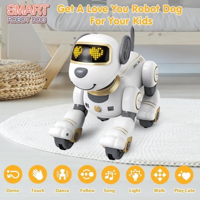 Chien Robot Télécommandé – Interactif, Programmable – Gestes, Voix – Danse, Yoga, Acrobaties – Cadeau Enfant 6+