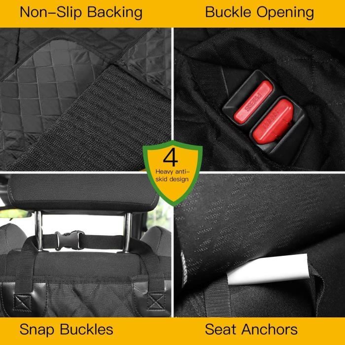 Housse de siège de voiture pour chien de compagnie à l'arrière étanche, tapis  de protection pour hamac avec ceinture de sécurité, taille: 130x150x38cm  (noir)