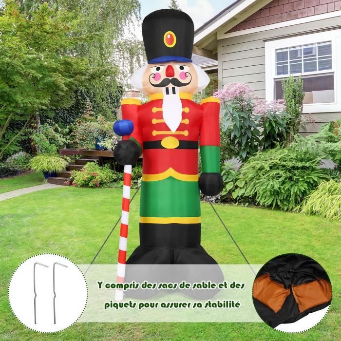 Soldat Casse-noisette Gonflable De Noël 245 Cm Avec Lumières LED - Décoration Extérieure/intérieure, Tissu Polyester Imperméable - 4