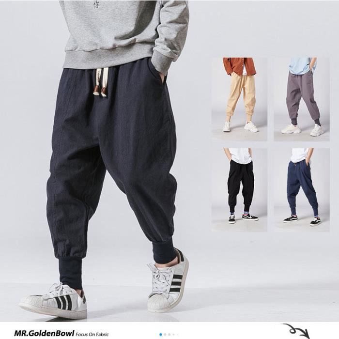 Minetom Homme D'été Sarouel Pantalon en Lin Mode Décontracté Taille  Elastique Avec Poches Gris - Cdiscount Prêt-à-Porter