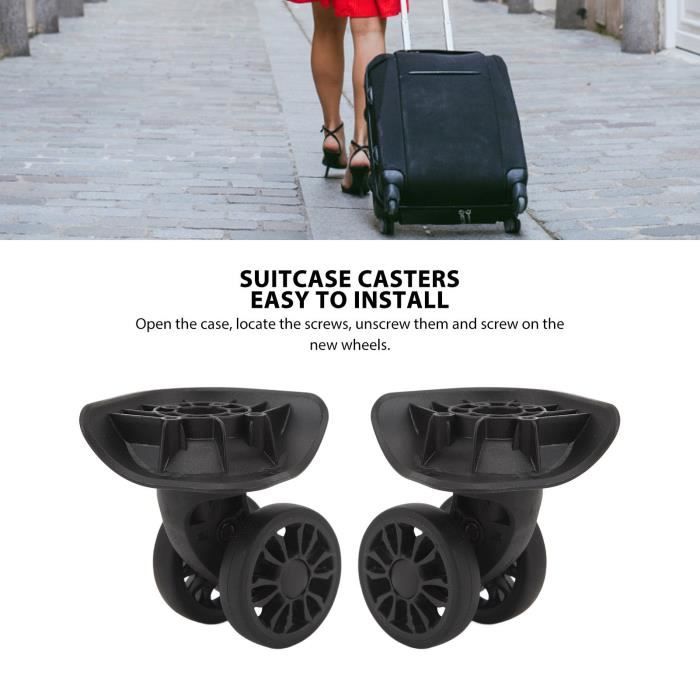 4 Roues De Remplacement Pour Valise - Roulettes Rotatives Avant/arrière, Couleur Noire