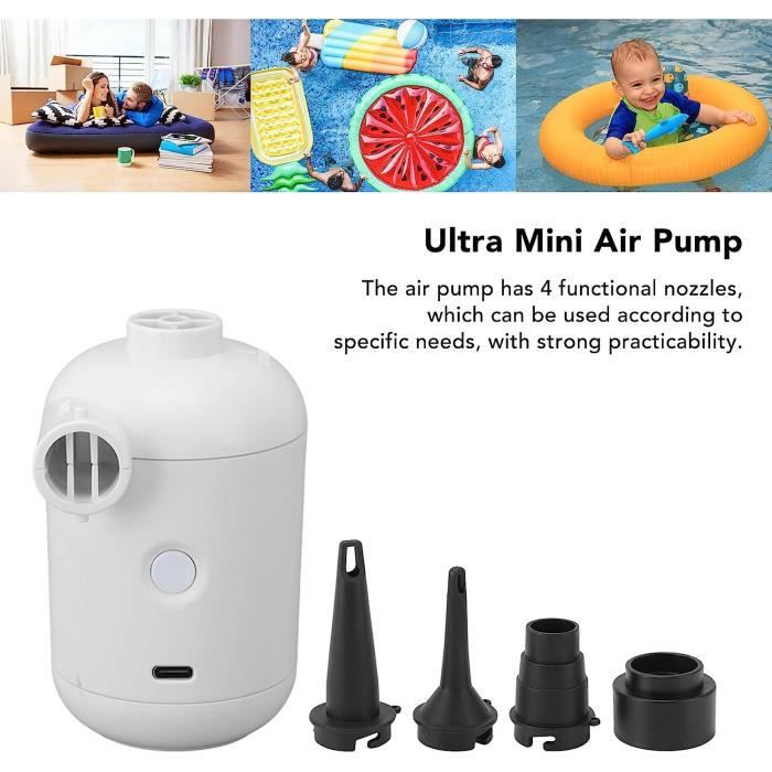 Pompe à air électrique, mini pompe à air portable sans fil 2 en 1, 4000mAh  rechargeable par USB, 4 buses pour camping - Cdiscount Sport