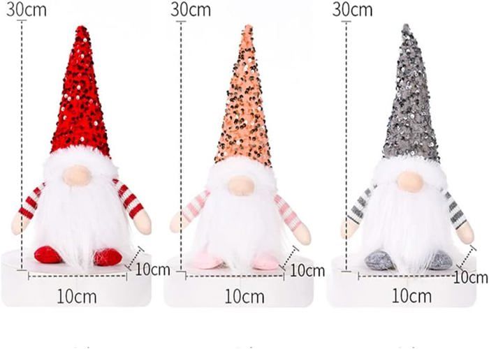 SKIKHN GNOME De Noel Lumineux, 3 Pièces Lutin Farceur En