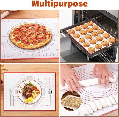 FOSDICK 50x40cm Tapis De Cuisson, Tapis Silicone, Réutilisable Tapis Patisserie Et Grattoir à Pâte, Réutilisable Tapis De Pâte, Tapis De Cuisson Four Pour Macarons, Soufflés, Pizza