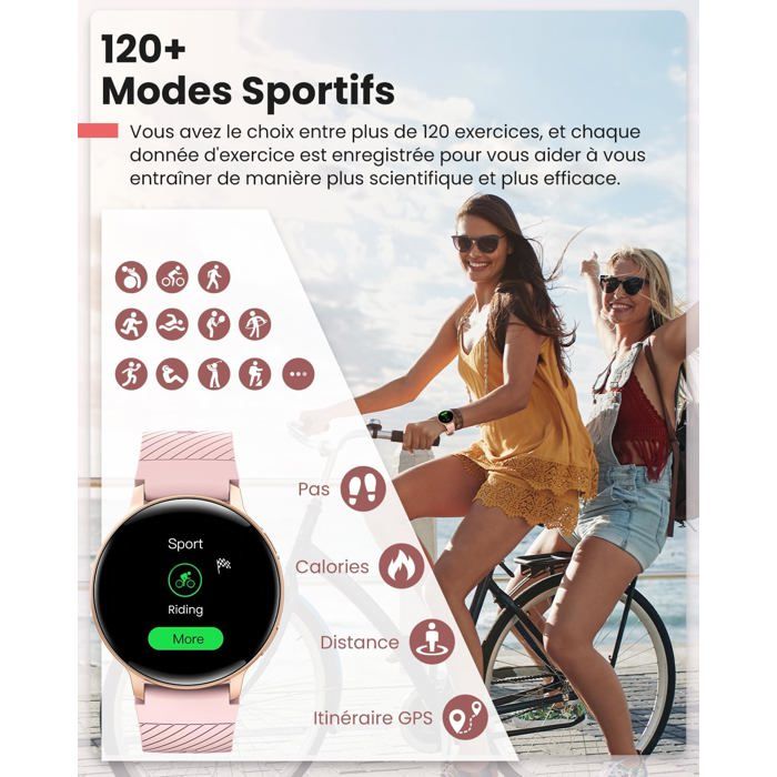 FITFLEX Montre Connectée Homme avec Appels Bluetooth 750 mAh, 1,43 AMOLED Écran Smartwatch avec 120+ Modes Sportifs, Calories/SpO2/Fréquence Cardiaque /Sommeil Moniteur pour Android iOS