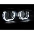 Paire de feux phares BMW serie 3 E92 / E93 06-10 angel eyes LED 3D DRL noir-0