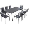 Ensemble table de jardin rectangulaire et 8 chaises avec accoudoirs en métal - Collection Palavas-0