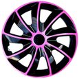 Enjoliveurs de roue pour jantes en acier NRM Quad Bicolor Jeu de 4 enjoliveurs bicolores Plastique ABS (noir/rose 14")-0