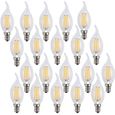 20 X E14 Forme Bougie LED 4W Filament Ampoule LED Lampe Blanc Chaud 2700k Flame Tip Bright Lampe 400LM Pas dimmable  AC220-240V-0
