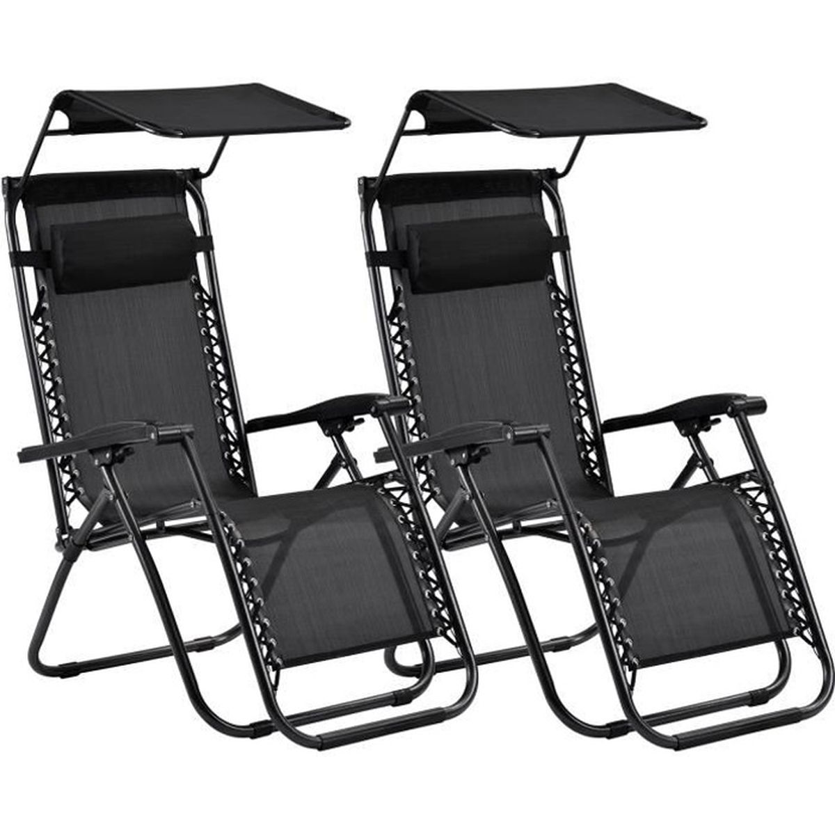 Lot de 2 Chaises Longues Chaise de jardin Inclinables d'Extérieur avec Portegobelets,Transat en