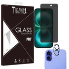 Verre trempé - Tikawi - Iphone 16 (6.1") - Protection 9H - Anti espion - Kit d'installation inclus